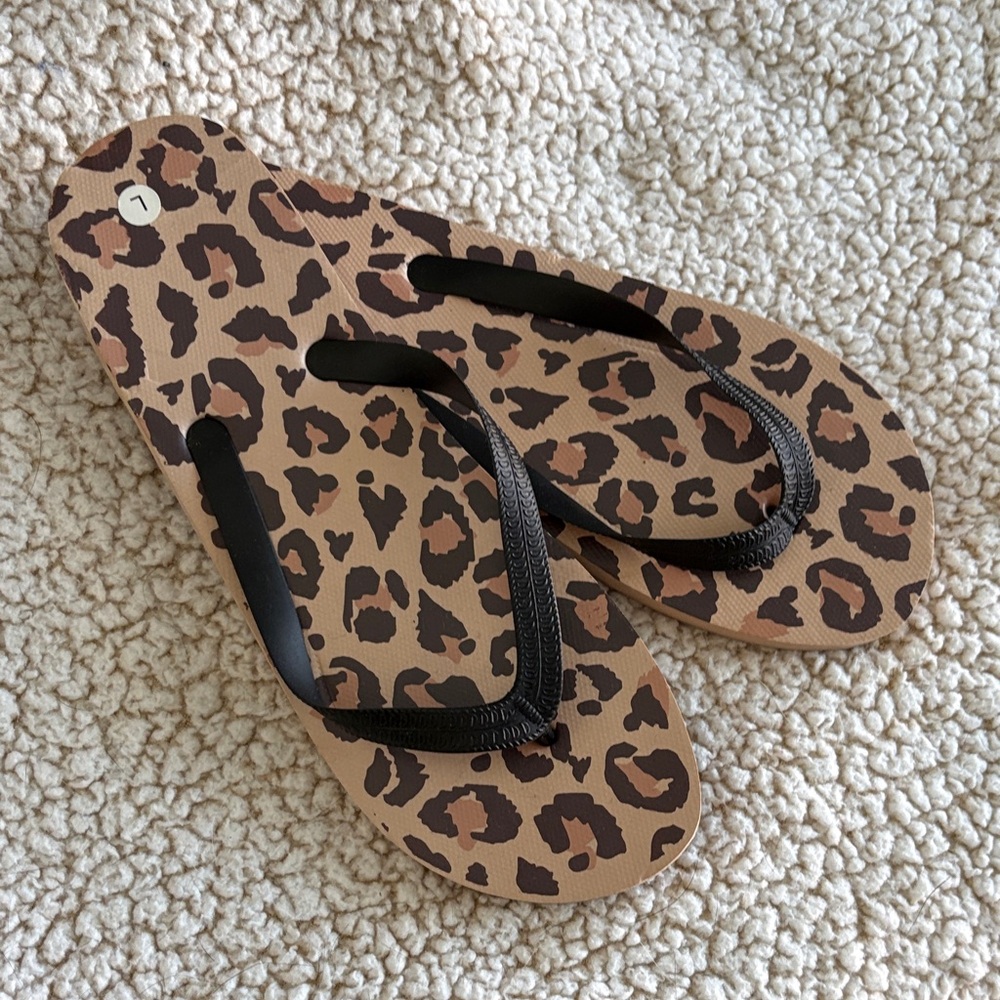 Leopard Print Flip Flops